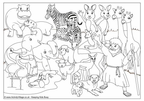 480x339 Noah's Ark Animals Colouring Page