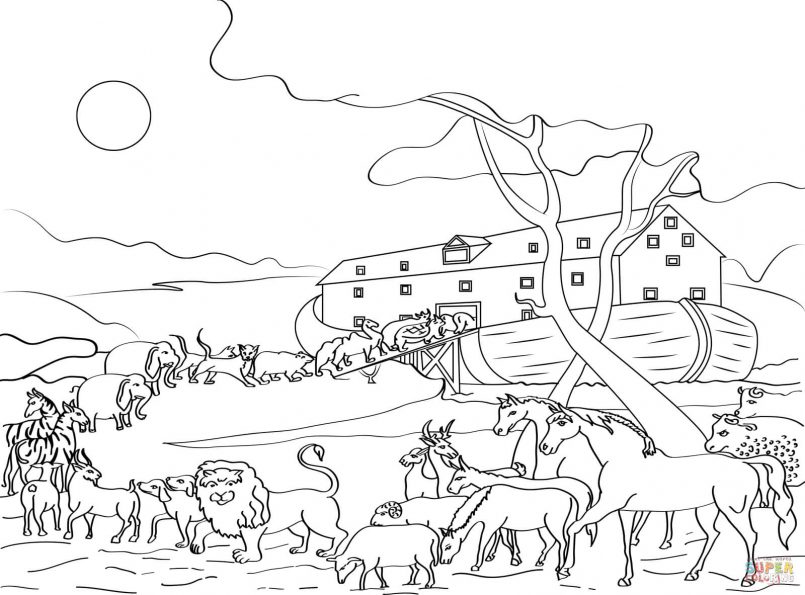 805x595 Coloring Noah's Ark Animal Coloring Pages For Preschoolers Also