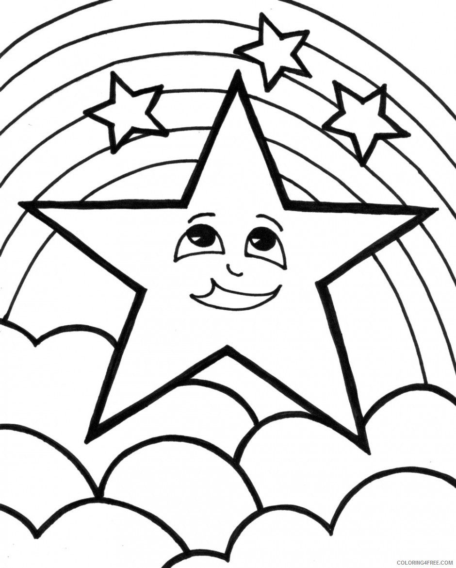 Star Coloring Pages Clouds And Rainbow Coloring4free 940x1170 Star Coloring Pages Clouds And Rainbow Coloring4free