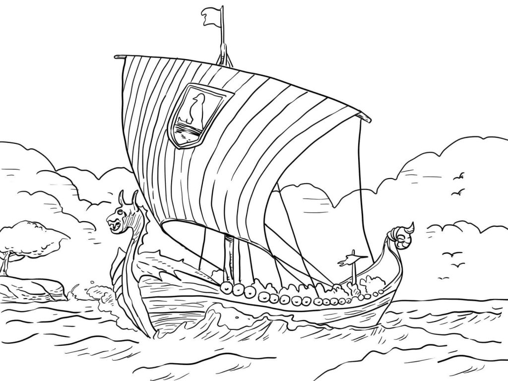 1024x768 Viking Ship Norway Coloring Page