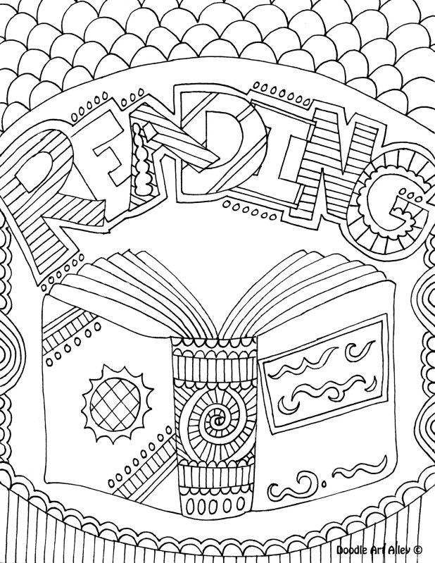 618x799 School Subject Coloring Page Notebook Cover Reading.jpg Art