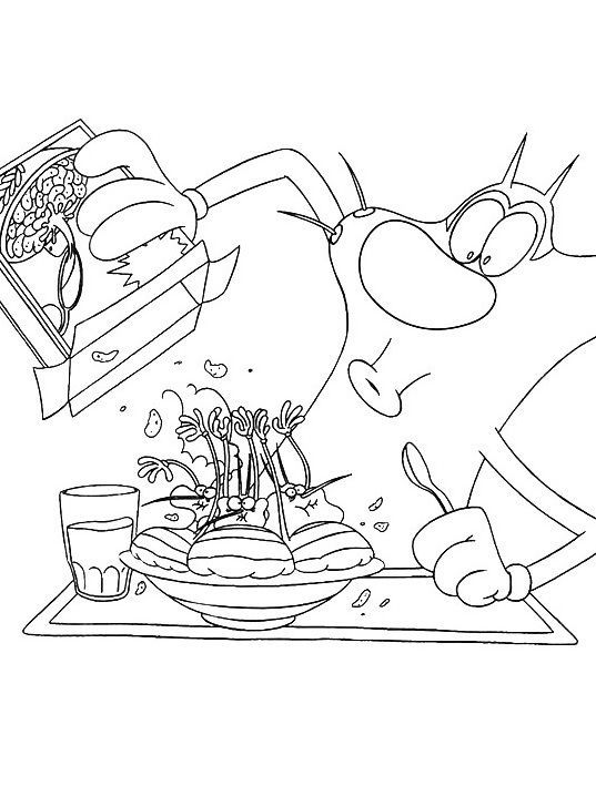 537x709 Are Oggy Cockroaches Breakfast Coloring Page Oggy