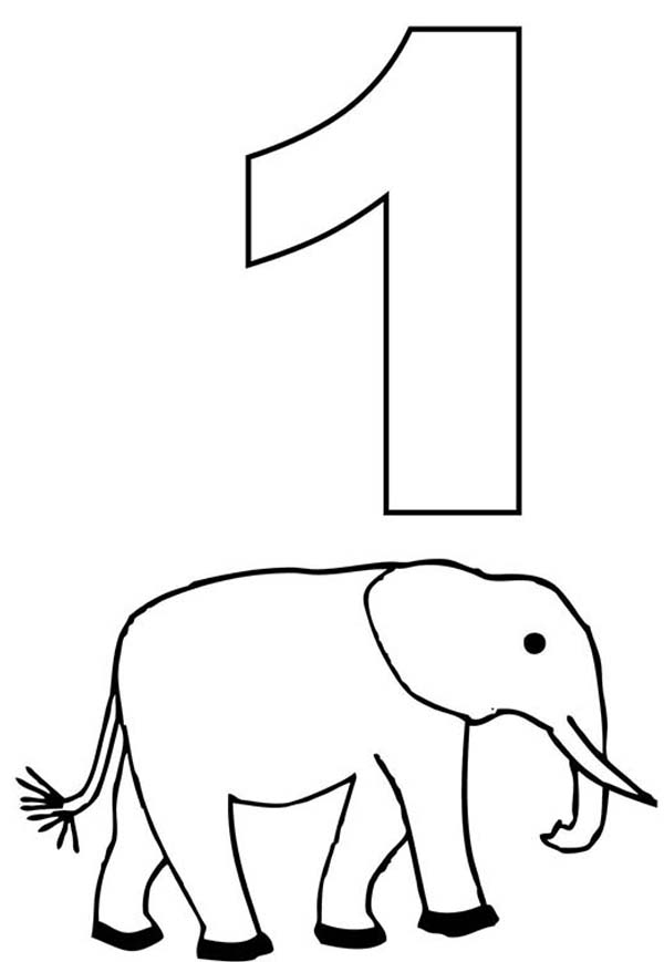 600x869 Number One And Elephant Coloring Page