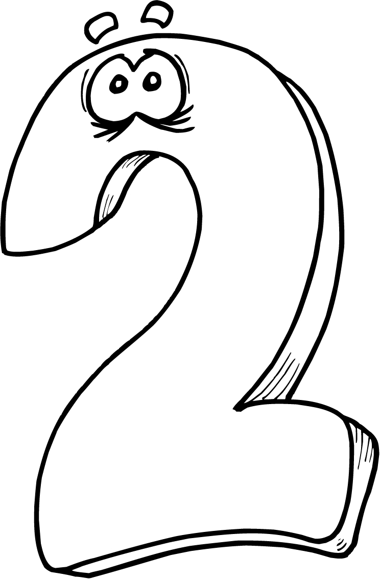 744x1132 Coloring Pages Of Number 2 With Eyes For Kids
