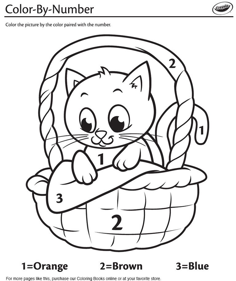 768x912 Kitten In A Basket Color By Number Coloring Page