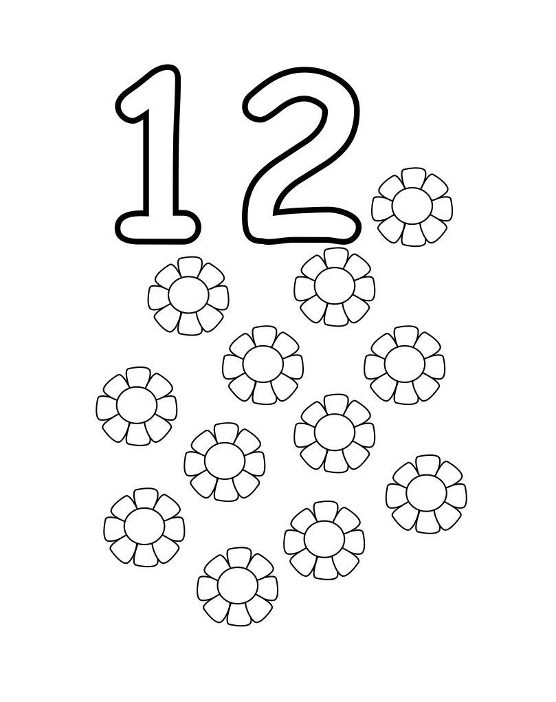 809x1021 Number 12 Coloring Page