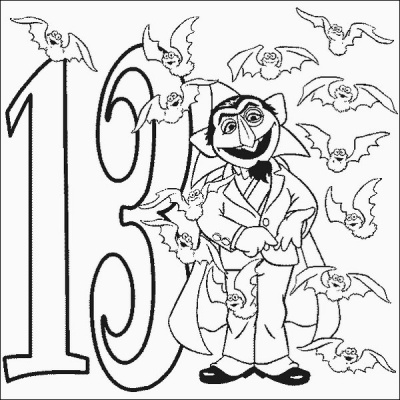400x400 Number 13 Coloring Page