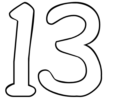444x389 Number 13 Coloring Page
