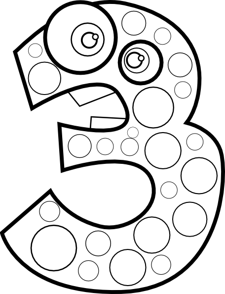 Black Number 3 Coloring Page 456x594 Black Number 3 Coloring Page