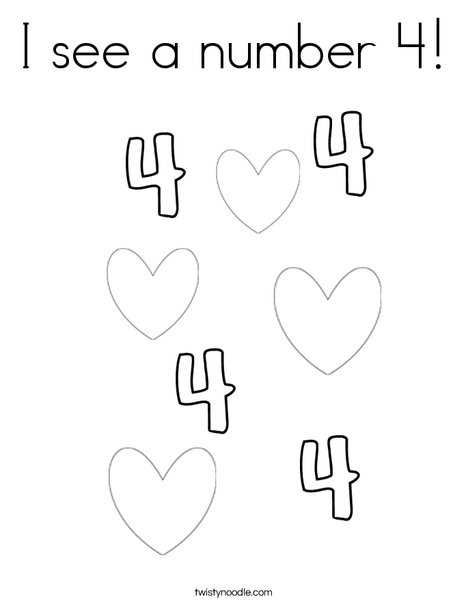 468x605 I See A Number 4 Coloring Page