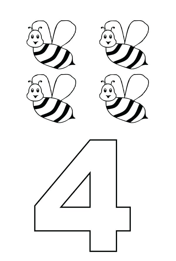600x887 Number 4 Coloring Page Numbers Coloring Pages Preschool Number 4