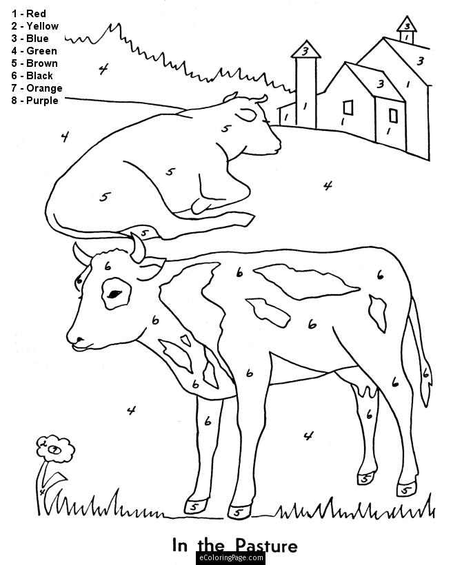 670x820 Color By Numbers Farm Animals Cows Coloring Page For Kids