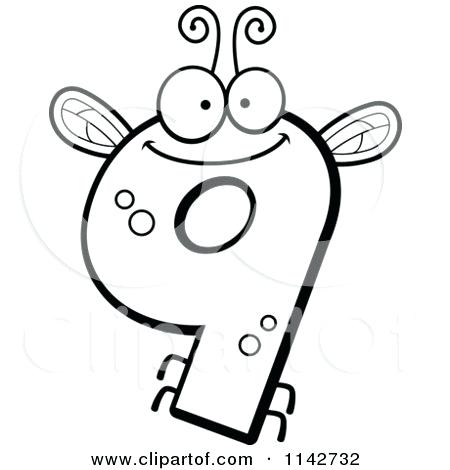 450x470 Number 9 Coloring Page Cartoon Of A Black And White Bug Number 9