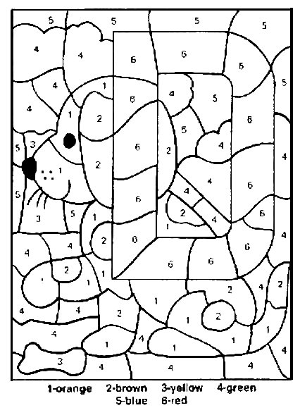 426x589 Color By Number Coloring Pages Dog And Letter
