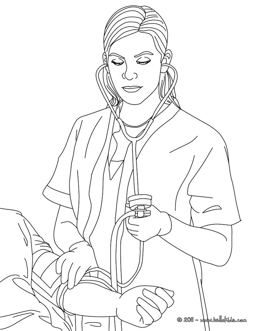 820x1060 Nurse Ckecking Blood Pressure Coloring Pages