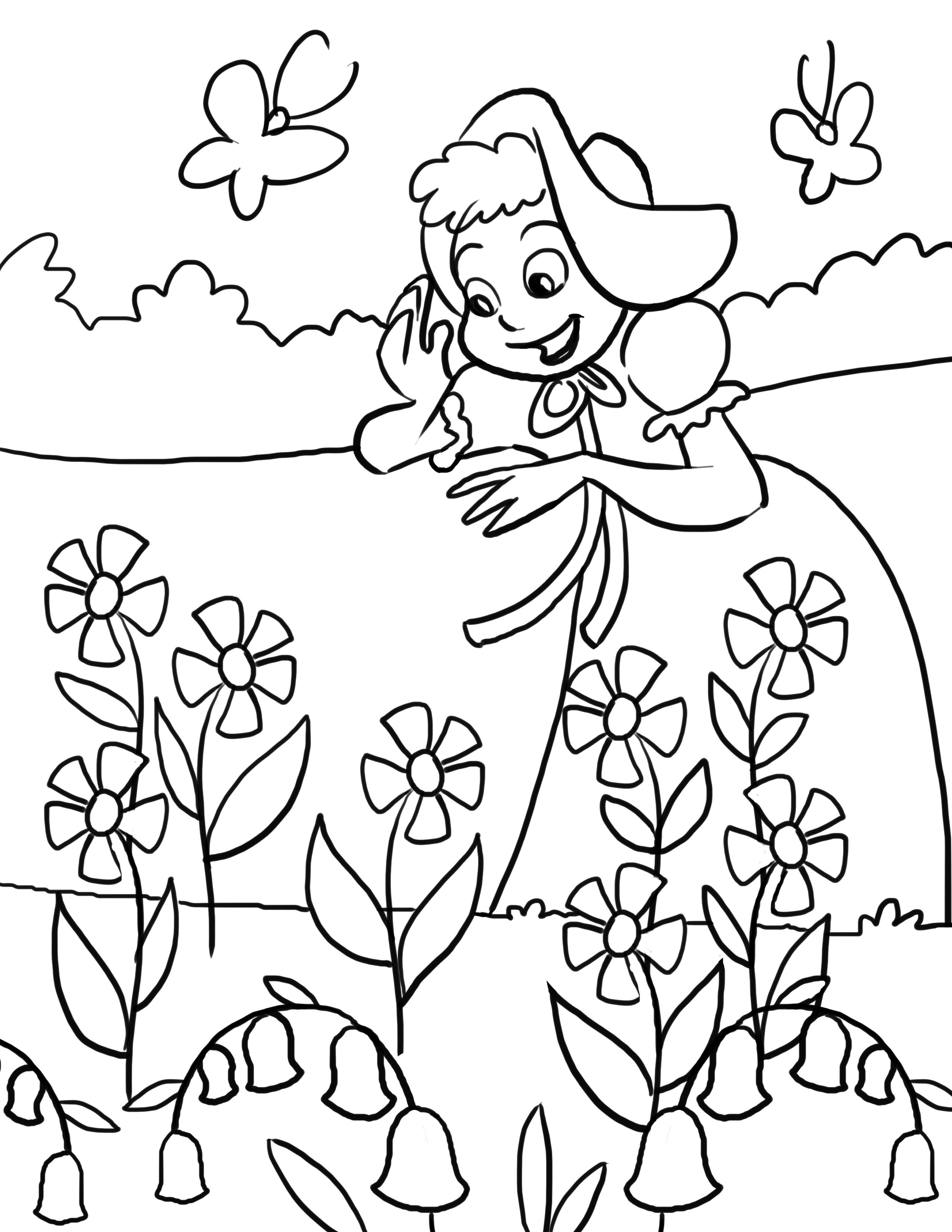 2550x3300 Artwork For Kids To Color Mary Mary Quite Contrary Nursery Rhyme