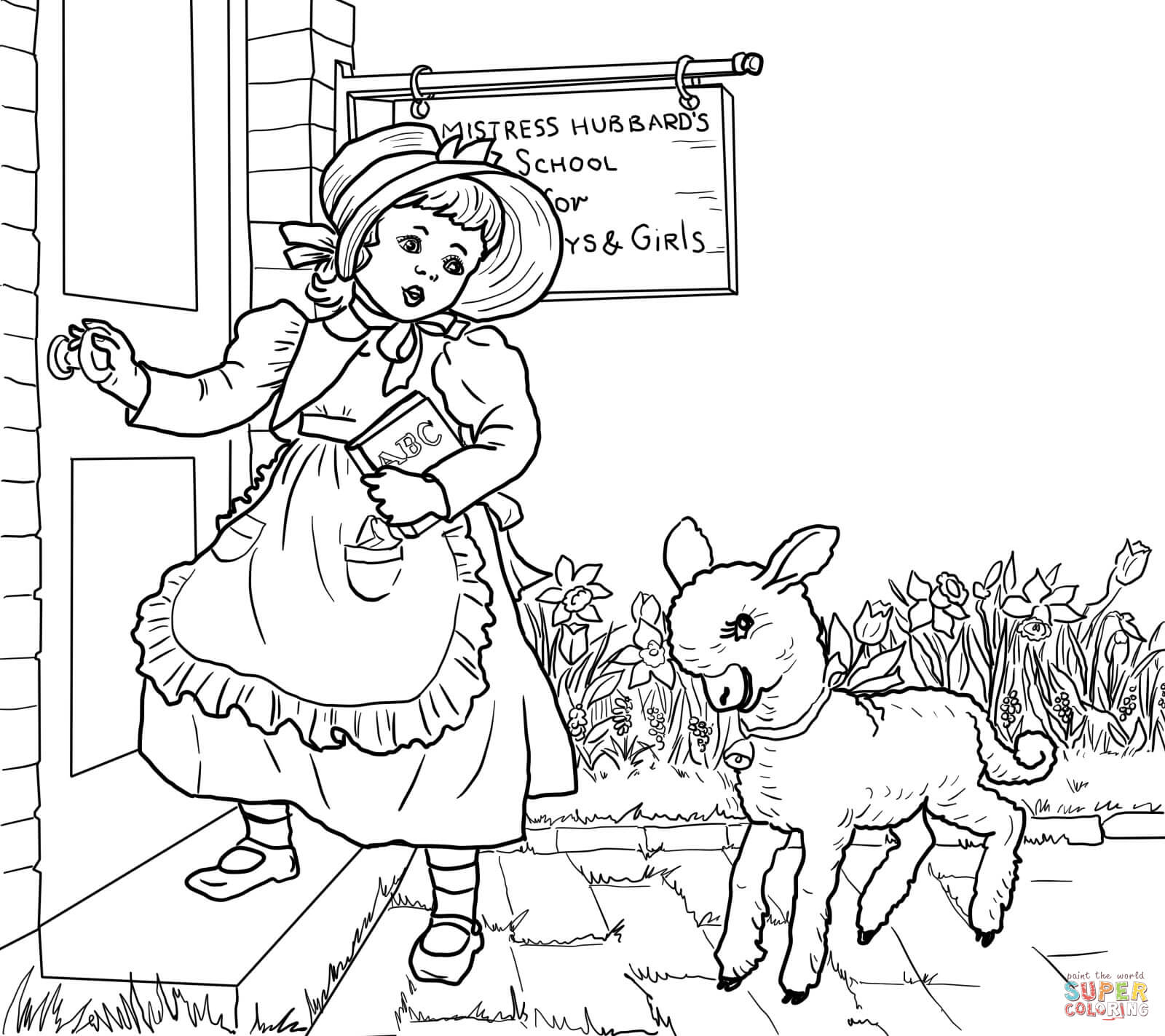 Mary Had A Little Lamb Nursery Rhyme Coloring Page Free 1600x1423 Mary Had A Little Lamb Nursery Rhyme Coloring Page Free