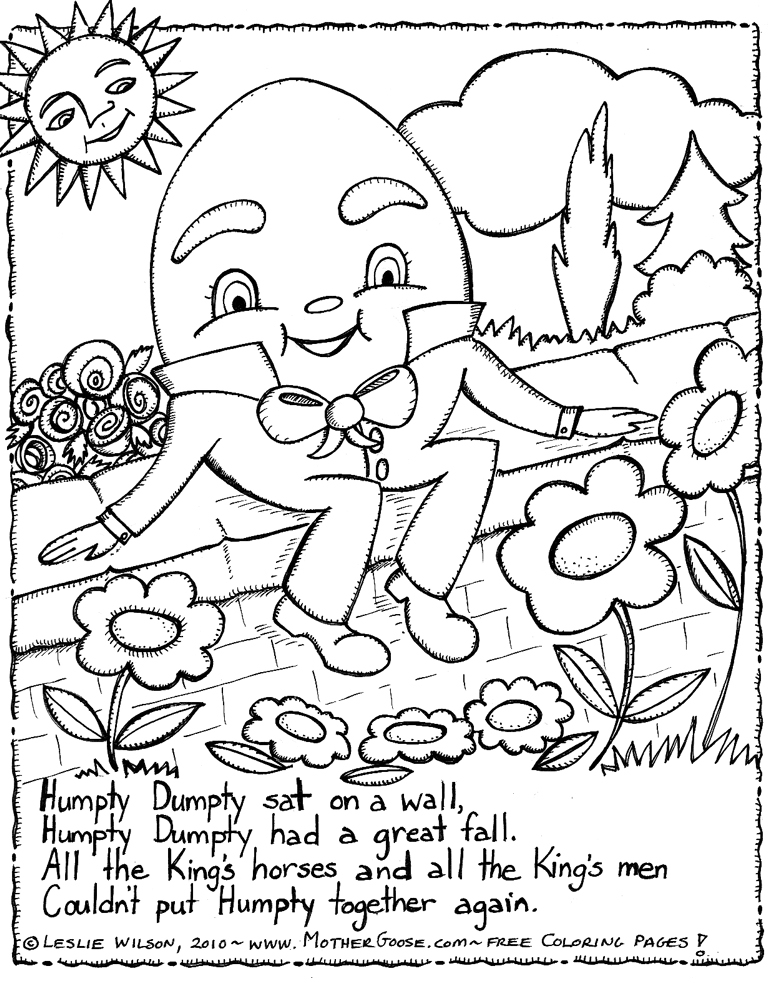 768x983 Humpty Dumpty Nursery Rhyme Coloring Page