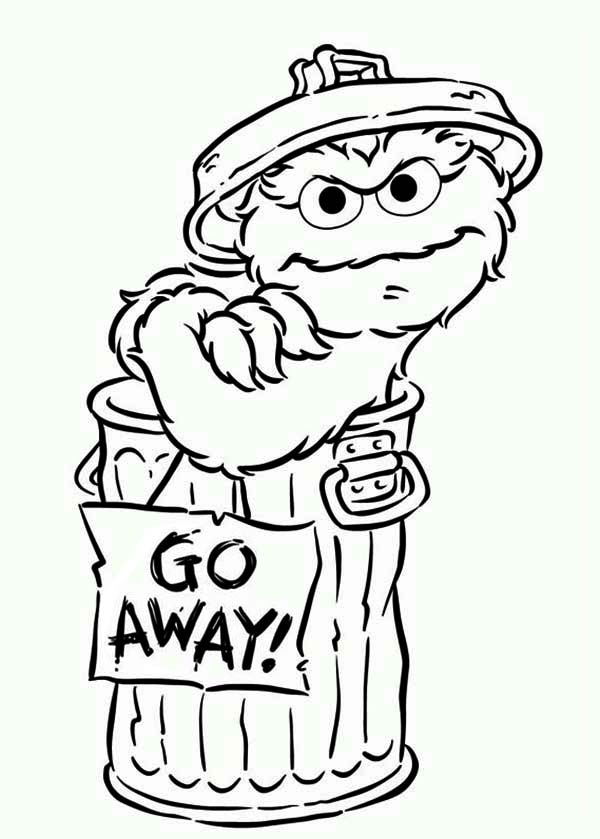 600x839 Oscar Say Go Away In Sesame Street Coloring Page Color Luna