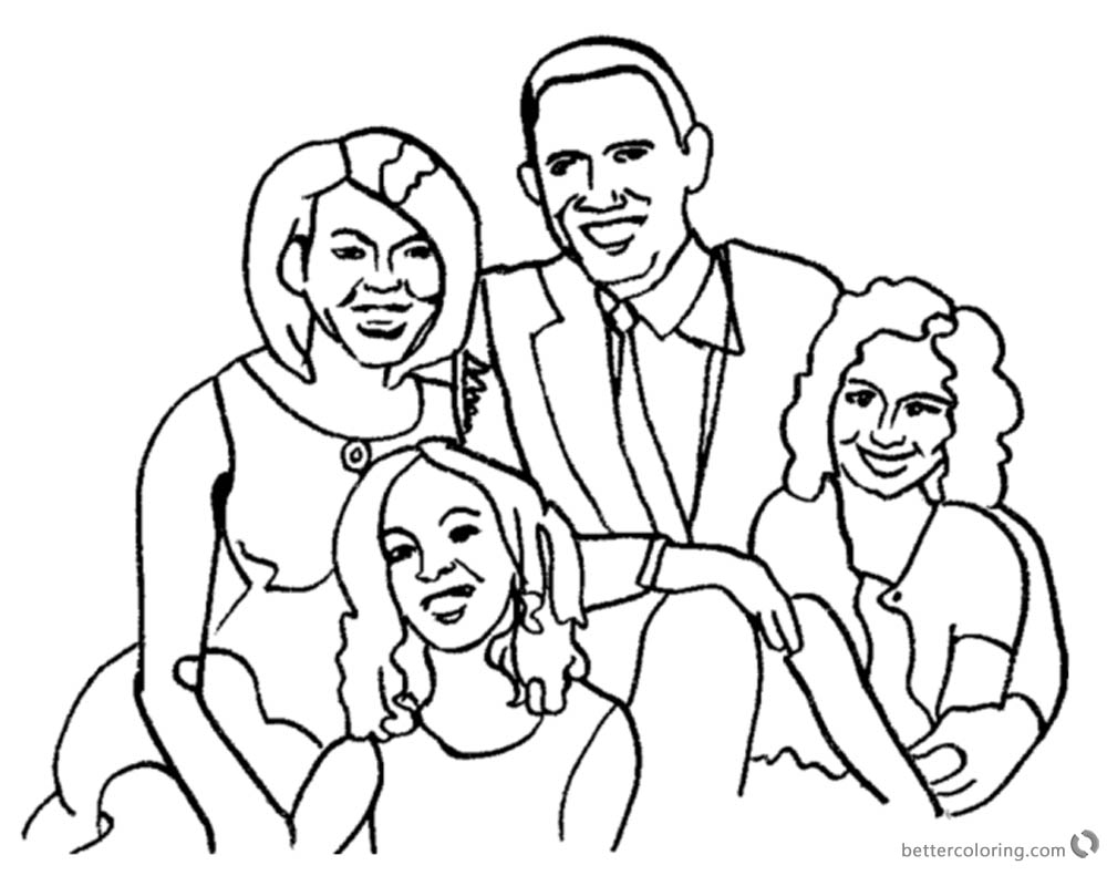 Michelle Obama Coloring Page With Her Family 1000x800 Michelle Obama Coloring Page With Her Family