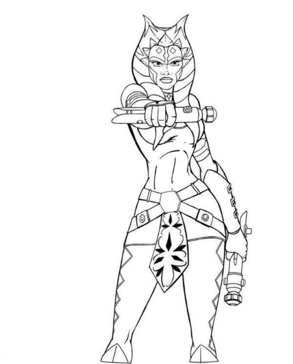 600x746 Ahsoka And Anakin Star Wars Coloring Pages Preschool To Snazzy