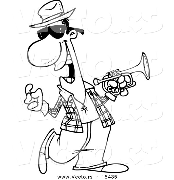 600x620 Vector Of A Cartoon Happy Jazz Musician
