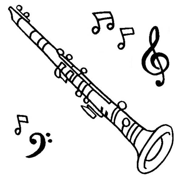 600x600 Clarinet Instrument Drawing