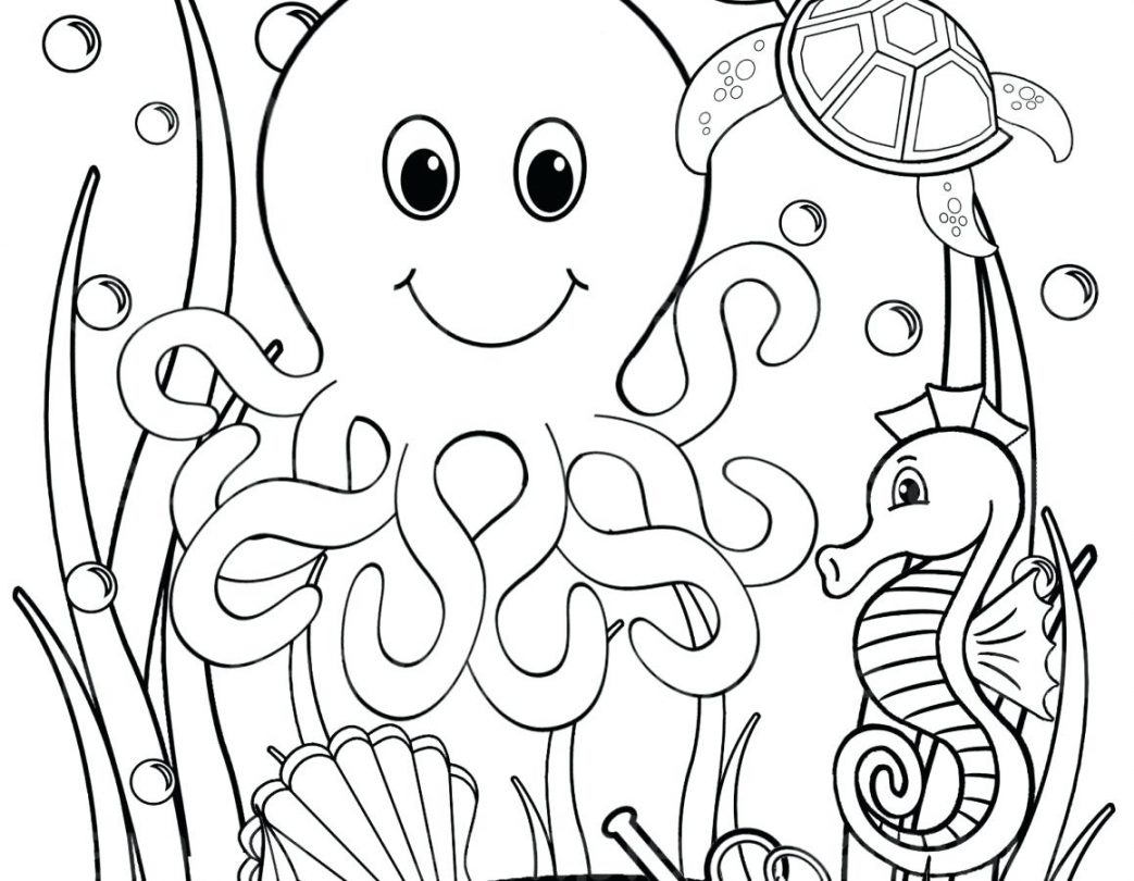 1043x810 Ocean Coloring Sheets For Adults Seahorse Page Adult Sheet