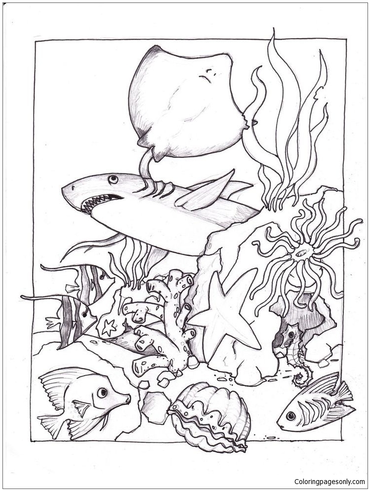 Marine Life Under The Ocean Floor 1 Coloring Page 749x993 Marine Life Under The Ocean Floor 1 Coloring Page