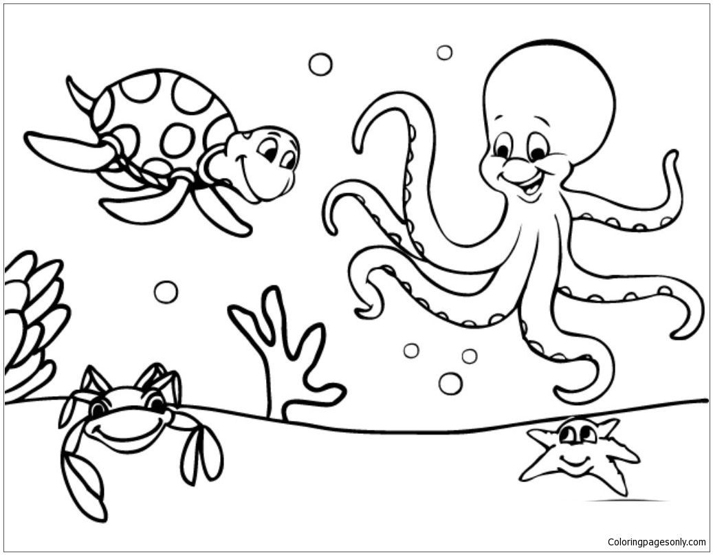Marine Life Under The Ocean Floor Coloring Page 1037x807 Marine Life Under The Ocean Floor Coloring Page