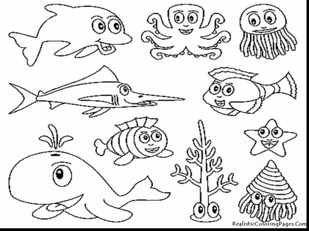 1024x768 Coloring Pages Ocean Printable General Life Free Scene Animals