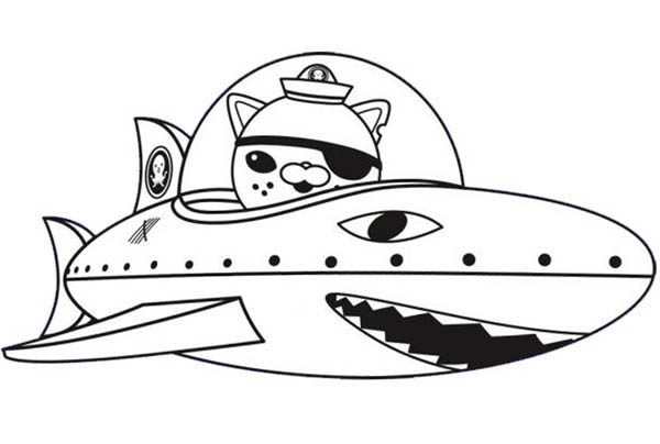 Kwazii And Shark Submarine In The Octonauts Coloring Page 600x404 Kwazii And Shark Submarine In The Octonauts Coloring Page