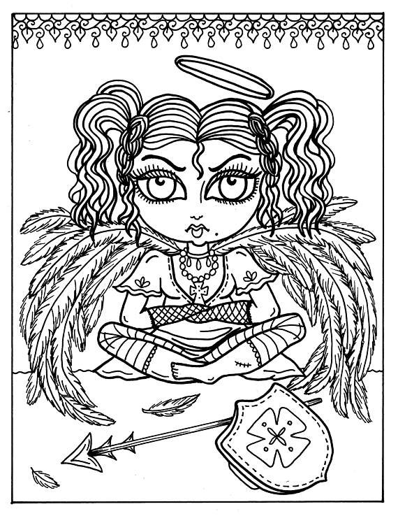 5 Pages Gothic Angels To Color Coloring Book Digital 570x738 5 Pages Gothic Angels To Color Coloring Book Digital