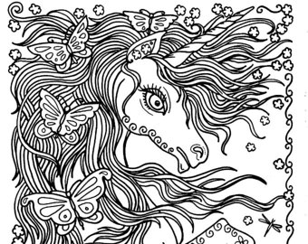 Mermaid Instant Download Fantasy Coloring Page Adult Coloring 340x270 Mermaid Instant Download Fantasy Coloring Page Adult Coloring