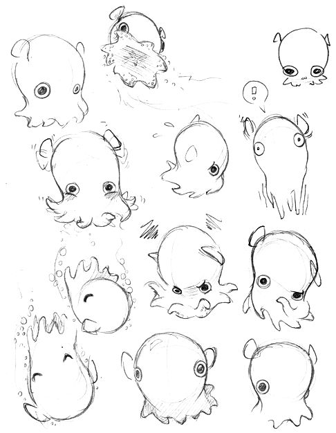 Octopus Drawing Reference 486x626 Octopus Drawing Reference