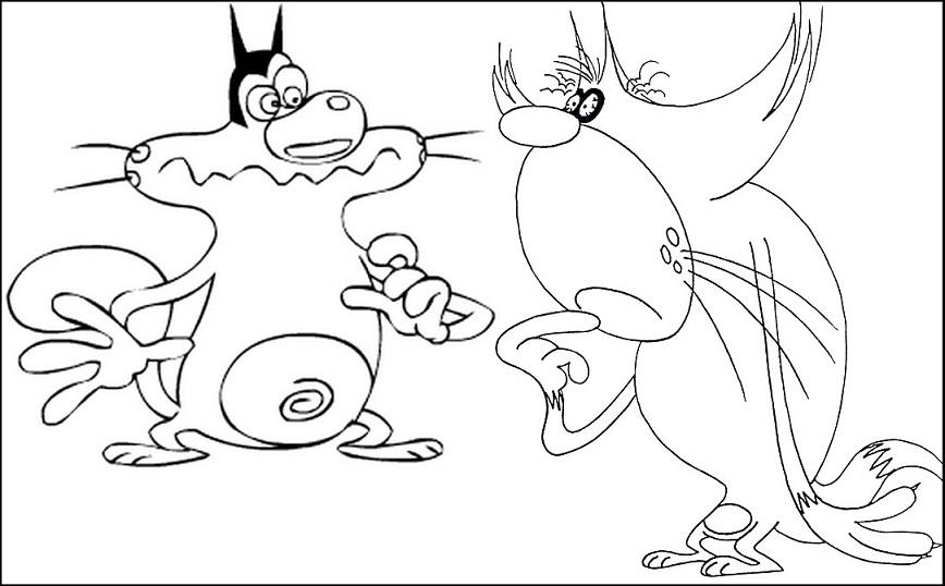 868x538 Oggy And The Three Cockroaches Coloring Page 4