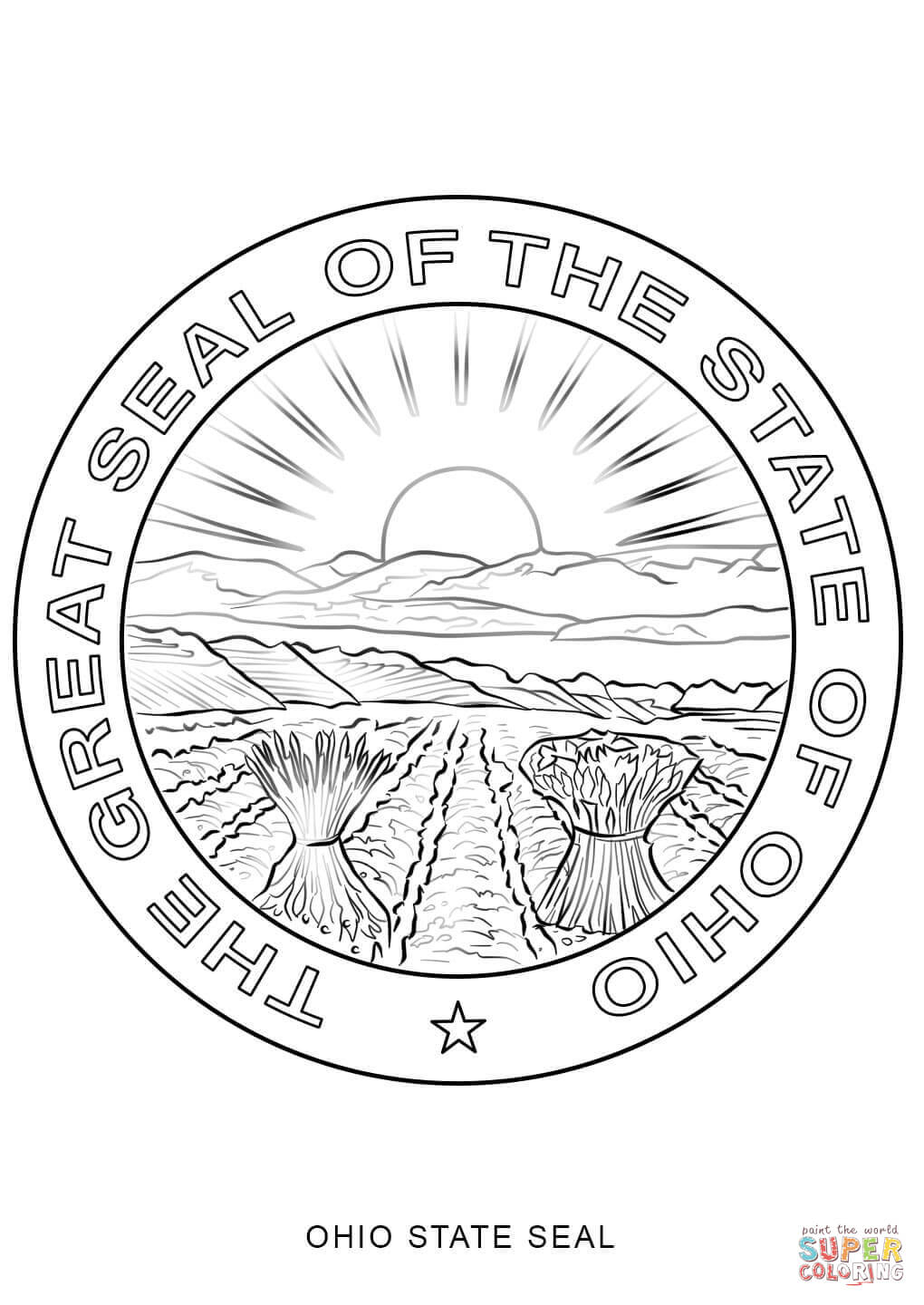 1020x1440 Ohio State Seal Coloring Page Free Printable Pages