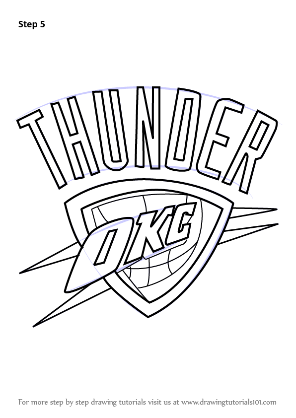 Learn How To Draw Oklahoma City Thunder Logo (Nba) Step By Step 596x842 Learn How To Draw Oklahoma City Thunder Logo (Nba) Step By Step