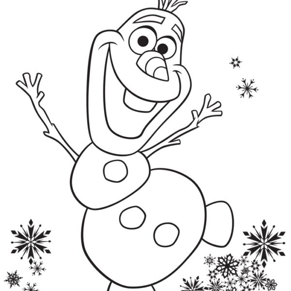 600x600 Frozen Fever Olaf Excited With Birthday Party Coloring Page
