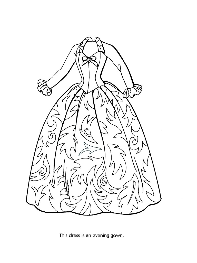 768x1024 Fashion Dress Coloring Pages