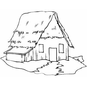 Old Straw Cottage Coloring Page 300x300 Old Straw Cottage Coloring Page