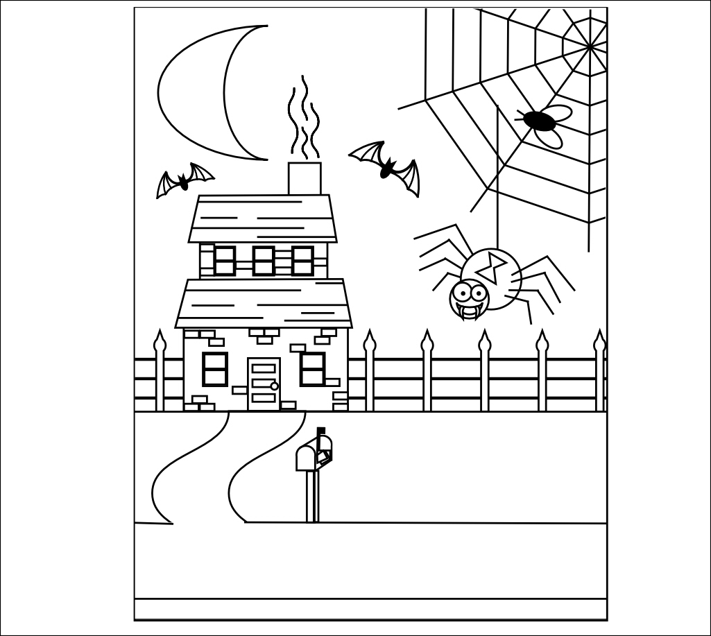 Best Halloween Haunted House Coloring Pages Free Printable Free 1025x917 Best Halloween Haunted House Coloring Pages Free Printable Free
