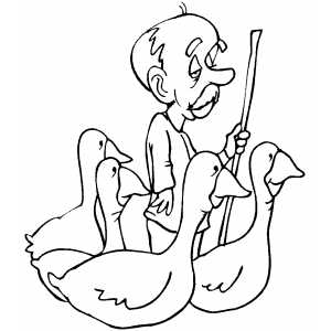300x300 Old Man Herding Ducks Coloring Page