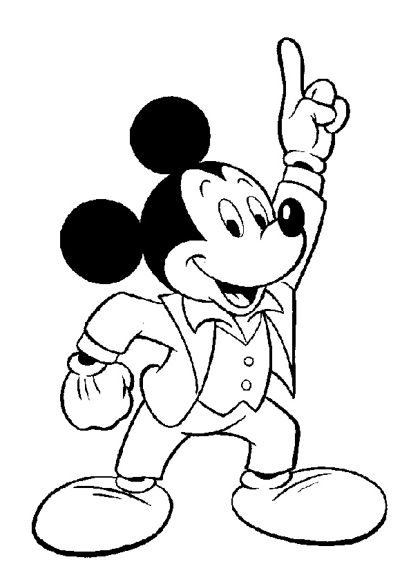 Mickey Mouse Sticking Up First Finger Coloring Pages 595x842 Mickey Mouse Sticking Up First Finger Coloring Pages