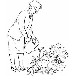 Old Woman Watering Plants Coloring Page 300x300 Old Woman Watering Plants Coloring Page
