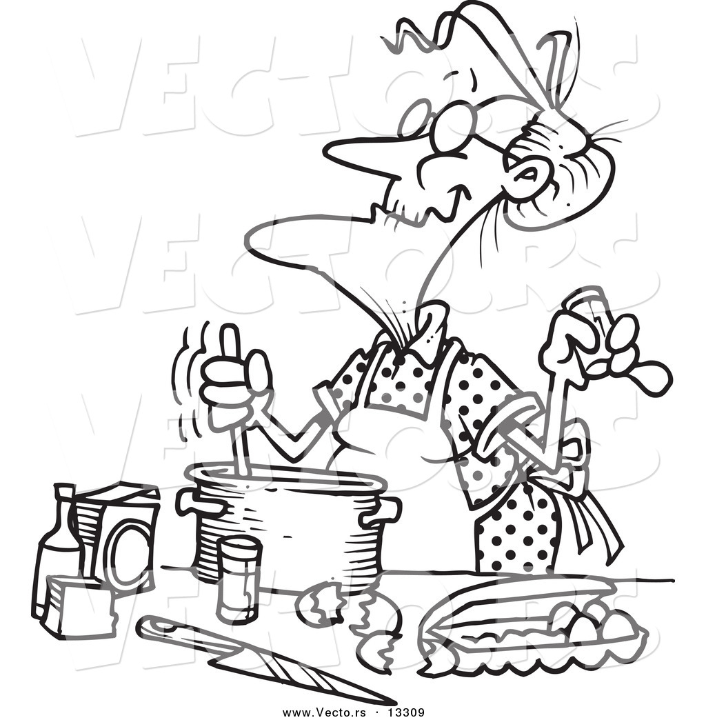 Vector Of A Cartoon Old Woman Baking 1024x1044 Vector Of A Cartoon Old Woman Baking
