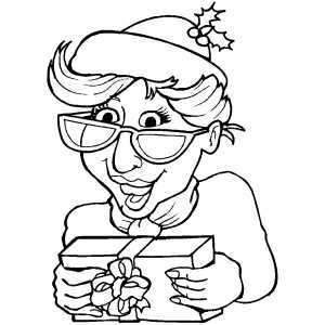 Excited Woman With Gift Coloring Page 300x300 Excited Woman With Gift Coloring Page