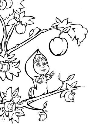 Masha And Bear Apple Coloring Pages For Kids Printable Free 290x406 Masha And Bear Apple Coloring Pages For Kids Printable Free