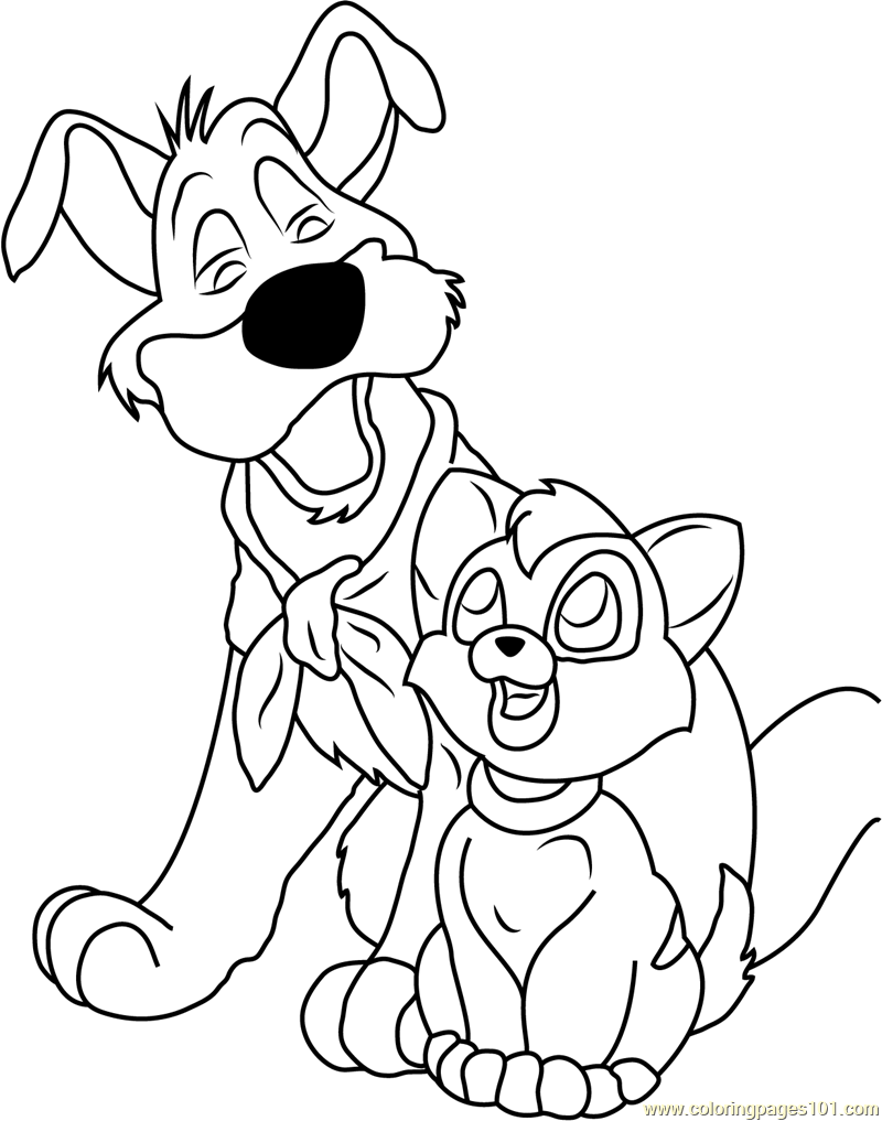 800x1017 Oliver And Dodger Coloring Page