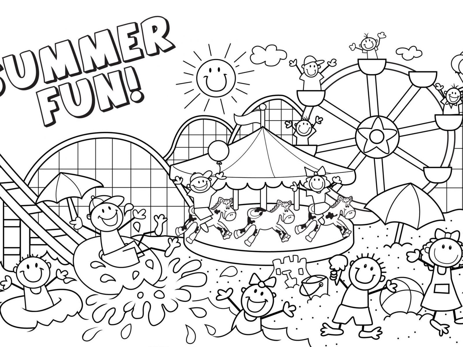 1600x1200 Advanced Beach Coloring Page Free Printable Pages For Adults